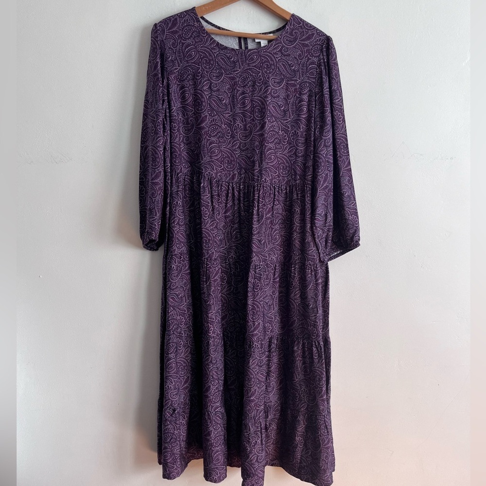 J Jill Maxi Dress Women Purple Coastal Cottagecore Boho